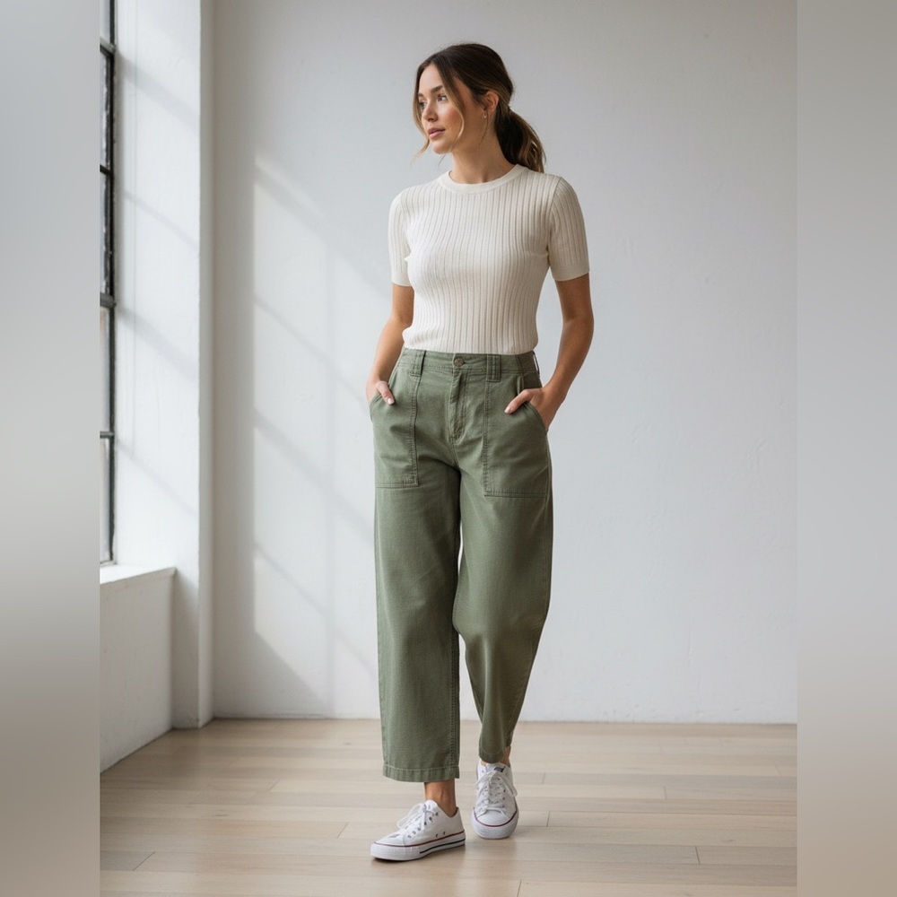 Lucky Brand Sage Wide-Leg Pants New Size 8 Cotton Blend Cropped